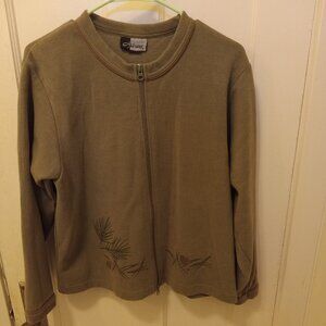 *3 FOR $13* Green pine cone zip up sweater